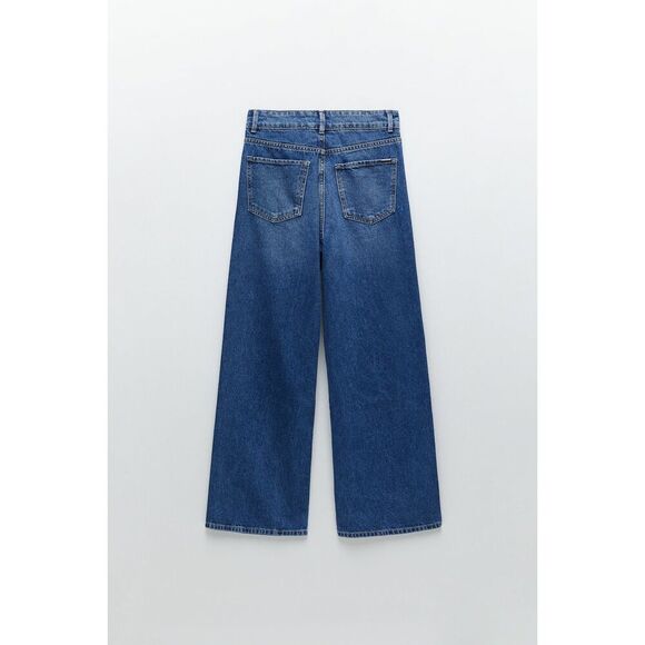 Denim Zara Wide Leg Cropped Jeans (NWT) - Picture 4 of 6